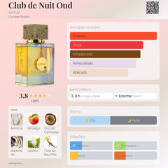 Perfume Árabe Club De Nuit Oud Armaf 105ml EDP
