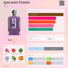 Perfume Árabe 9PM Roxo Pour Femme Afnan 100ml EDP Feminino